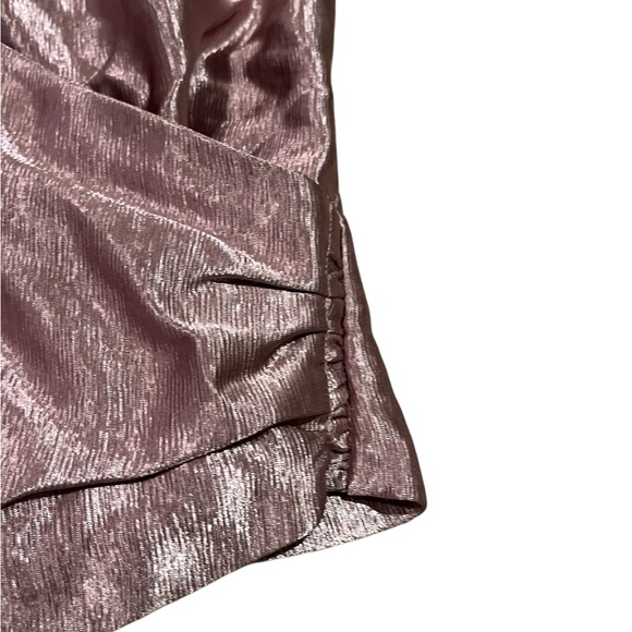 Zara Chrome Top- Zara Sleevelesss Metallic Faux  Wrap a Rose Metallic Vest wrap - Picture 4 of 5
